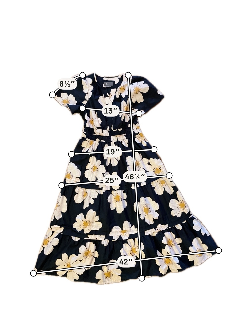 Anthropologie Somerset Maxi Dress with black and white  Floral Print - Picture 7 of 8